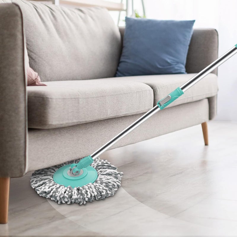 Spotzero by Milton Spotzero By Milton Microfiber Wheely Spin Mop with Puller Handle Bucket Pocha for Floor Cleaning and Mopping System 360 Flexible1 Microfiber Refills Big Size Aqua Green  - Image 2