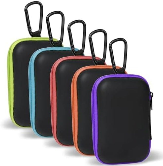 MOLOVA Earbud Case Portable EVA Carrying Case Storage Bag Cell Phone Accessories Organizer with Carabiner for Wired/Wireless Headphones, SD Memory Card, Camera Chips(Square, 5 Pack) - Image 1