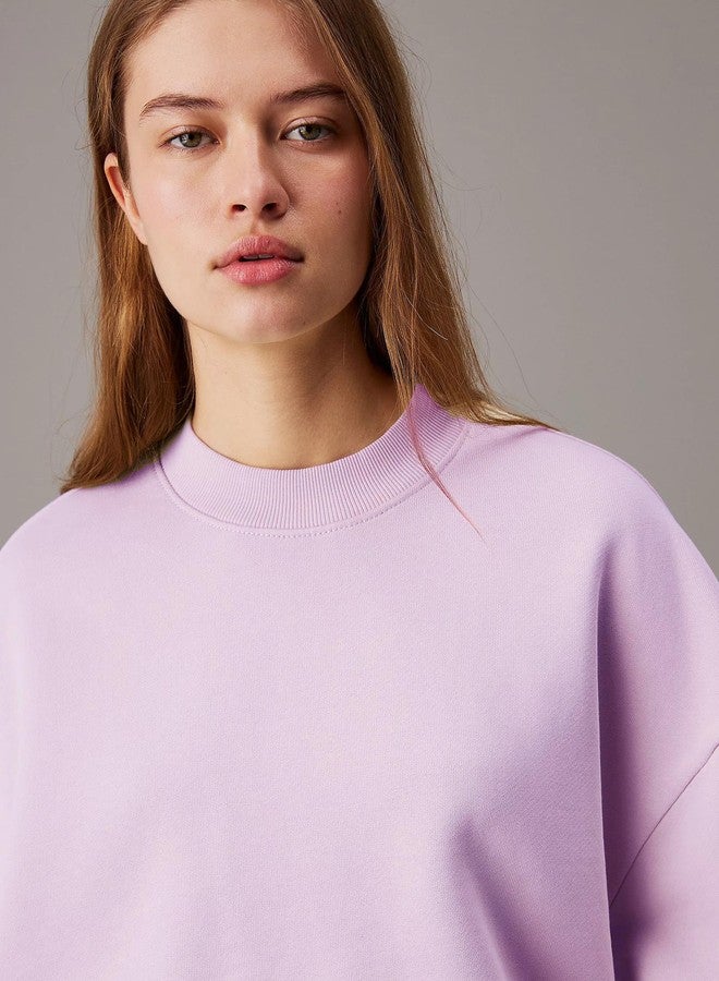 KOTTY Women's Fleece Sweatshirt Solid Pattern with Classic Round Neck(Purple,M) - Image 3