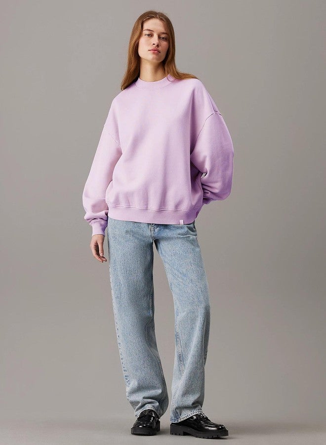 KOTTY Women's Fleece Sweatshirt Solid Pattern with Classic Round Neck(Purple,M) - Image 4