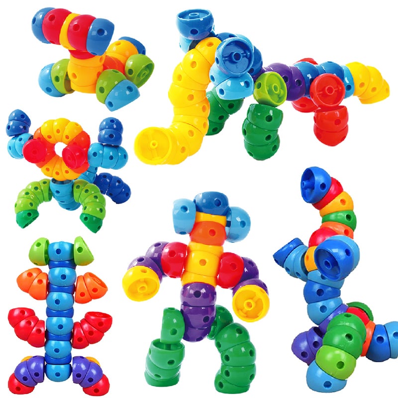 KUTOI Snap n Twist Building Toys - Wocky Blocks - 80 Piece STEM Snap Cubes for Preschool & Elementary School, Tactile Sensory Toys for Boys & Girls, Ages 3+ - Image 4