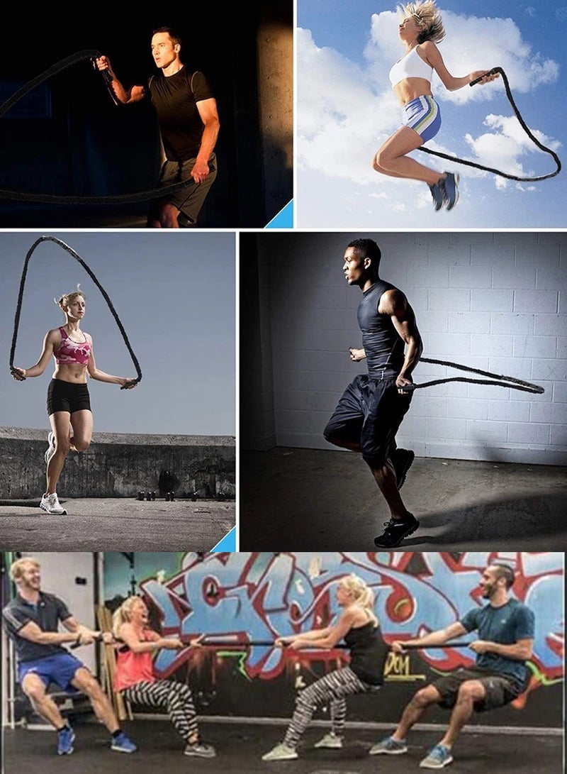 QUTOOB Workout Battle Rope for Men Women, Perfect For Gym Training, Cardio Fitness, Boxing MMA Fitness Training, 2.8m Workout Rope, Heavy Jump Rope For Exercise, Weighted Jump Rope for Fitness, Skipping Rope - Image 3