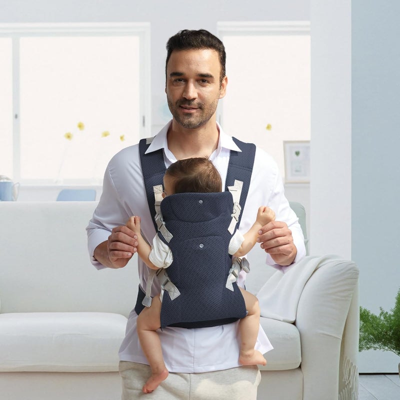 IULONEE Baby Carrier Newborn to Toddler Ergonomic Baby Carrier Adjustable Toddler Carrier for Newborn Baby Carrier Sling Infant Portable Front  Back Backpack Carry Within 33lbs Navy Blue - Image 2