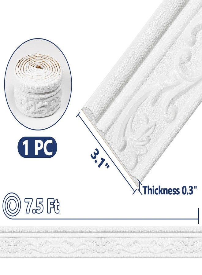 Orgthin Wallpaper Border 90" x 3.1" Peel Stick Foam Molding Trim Self Adhesive, Crown Molding Wallpaper Border Flexible, 3D Wall Edging Lines Foam Baseboard, Wall Base Moulding Trim for Home DIY Decoration - Image 2