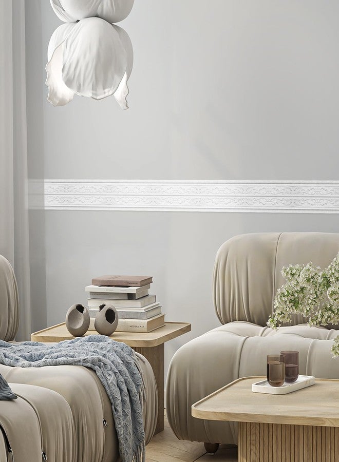 Orgthin Wallpaper Border 90" x 3.1" Peel Stick Foam Molding Trim Self Adhesive, Crown Molding Wallpaper Border Flexible, 3D Wall Edging Lines Foam Baseboard, Wall Base Moulding Trim for Home DIY Decoration - Image 4