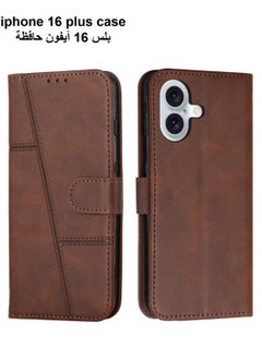 Best Choice Products For iPhone 16 Plus Case,Premium Leather Wallet Case with Card Holder Kickstand Magnetic Closure Flip Folio Case Cover for iPhone 16 Plus,Brown  - Image 1