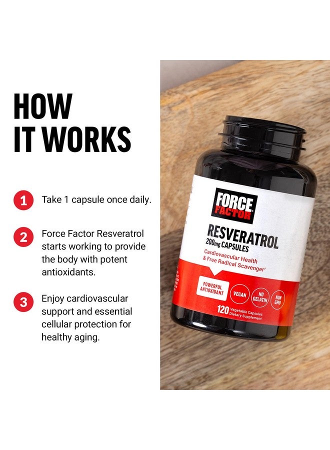فوريس فاكتور مكمل ريسفيراترول FORCE FACTOR لدعم صحة القلب، ومكمل مضاد للأكسدة ومزيل للجذور الحرة مصنوع من عشبة العقدة اليابانية، نباتي، غير معدّل وراثيًا، 120 كبسولة نباتية - Image 4