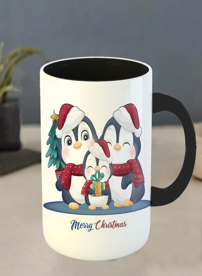 YaaNaa - Printed Coffee Mug, Penguin Family Theme - Christmas, Xmas, Secret Santa Gift for Wife, Husband, Sister, Daughter - R5624-BK - Image 4