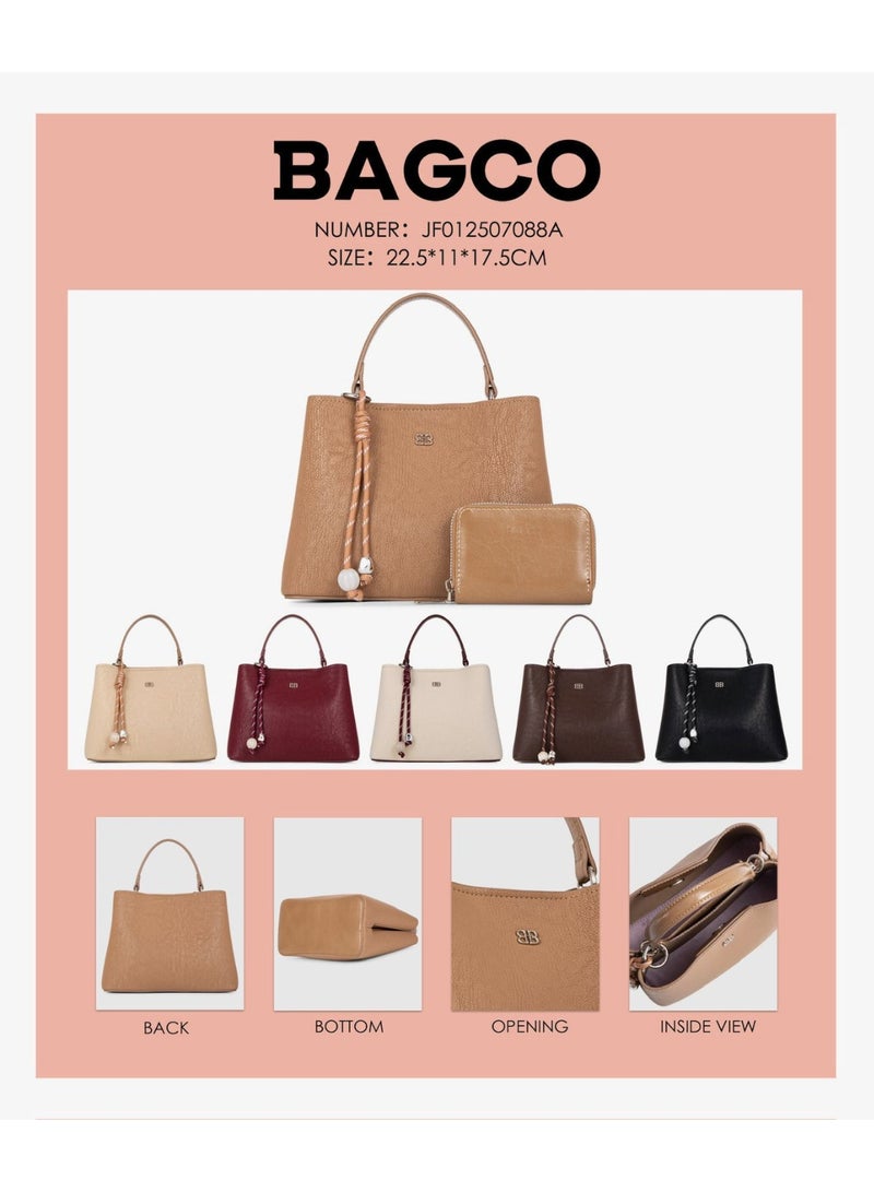 BAGCO Women’s Tote Handbag with Wallet – Classic Top Handle Bag - Image 2