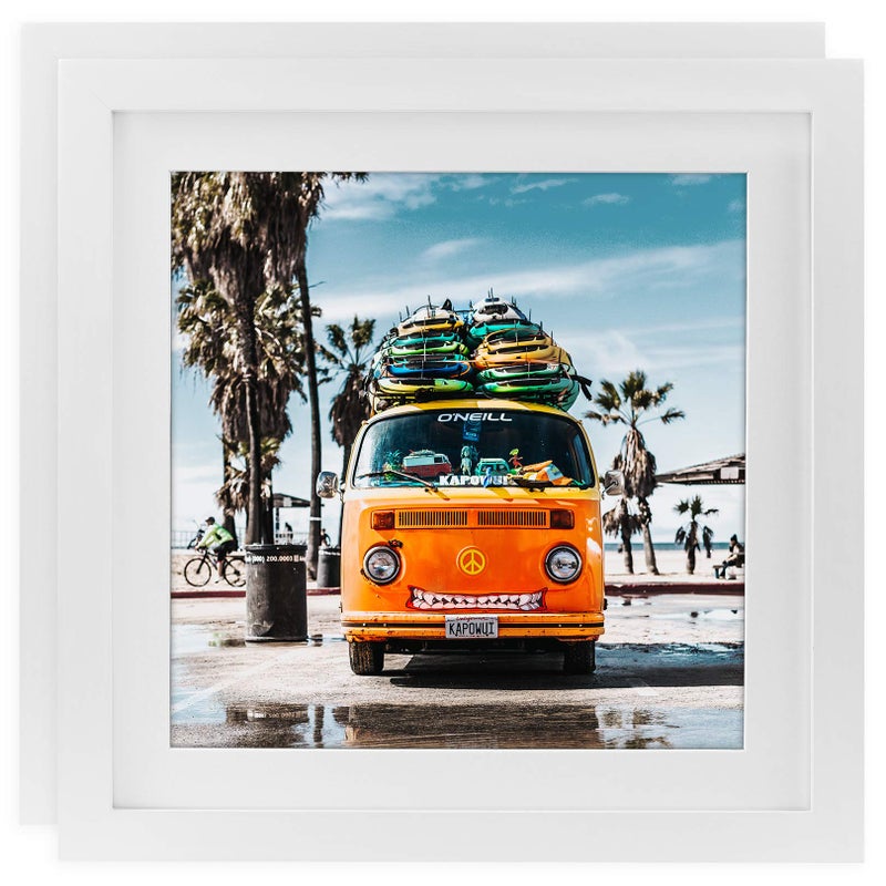 Picture Frames 10x10 2 Pack Nature Solid Wood White for Wall Mounting and Tabletop Display
