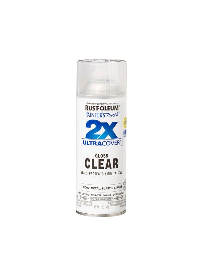 RUST-OLEUM 334029 Painter's Touch 2X Ultra Cover Spray Paint, 12 oz, Gloss Clear  - Image 1