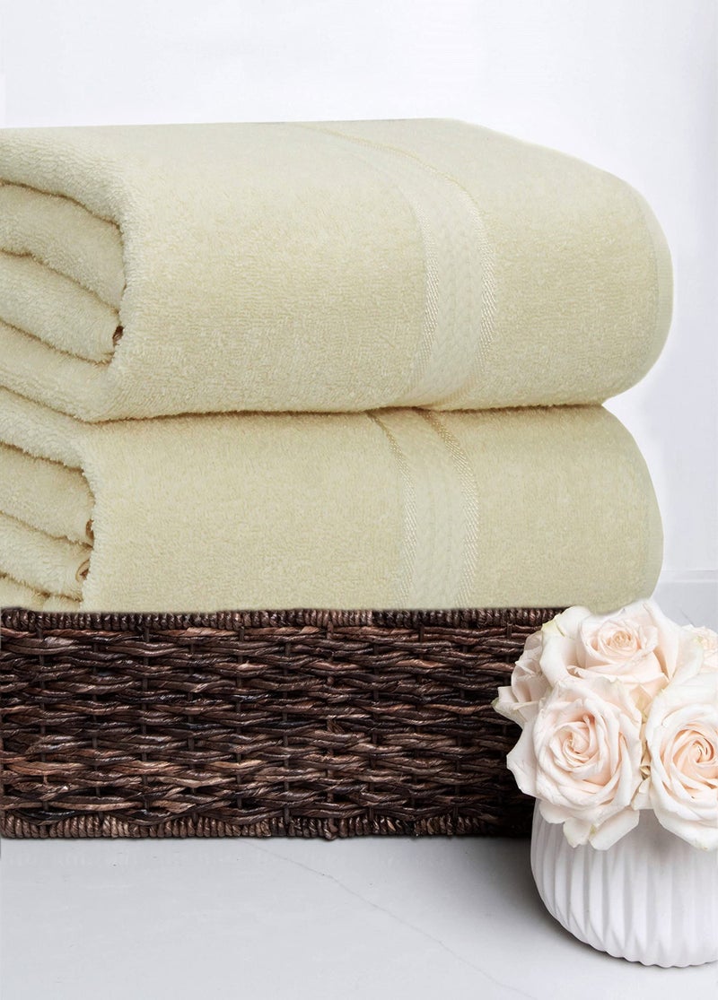 COTTON CRAFT Ultra Soft Bath Towels - 4 Pack XL Bathroom Towel Set - Oversized 30x54 - Absorbent Everyday Luxury Hotel Bathroom Spa Gym Shower Beach Pool Travel Dorm - 100% Cotton - 580 GSM - Ivory - Image 4