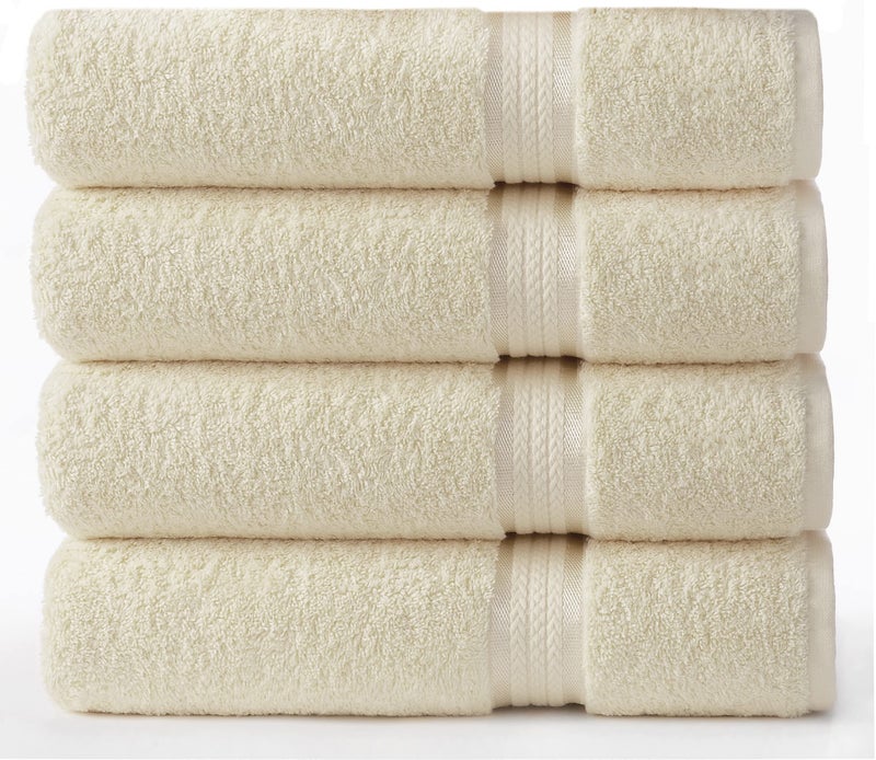 COTTON CRAFT Ultra Soft Bath Towels - 4 Pack XL Bathroom Towel Set - Oversized 30x54 - Absorbent Everyday Luxury Hotel Bathroom Spa Gym Shower Beach Pool Travel Dorm - 100% Cotton - 580 GSM - Ivory - Image 1
