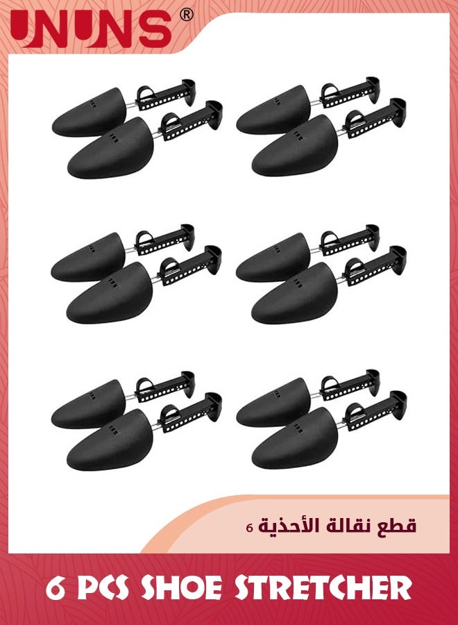 UNUNS Shoe Stretcher,6 Pair Plastic Adjustable Length Men Shoe Tree Stretcher,Wide Feet Shoe Stretchers Shoe Tree Stretcher Shaper For Men With Tension Spring Coil For Most Shoes,Black - Image 1