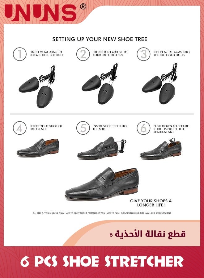 UNUNS Shoe Stretcher,6 Pair Plastic Adjustable Length Men Shoe Tree Stretcher,Wide Feet Shoe Stretchers Shoe Tree Stretcher Shaper For Men With Tension Spring Coil For Most Shoes,Black - Image 4