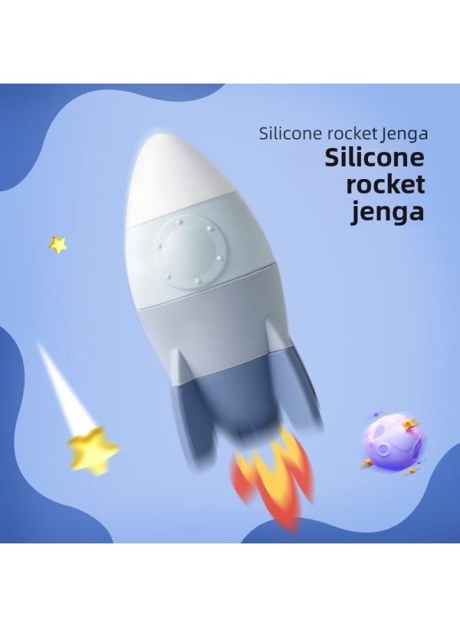 Silicone Rocket Stacking Music Infant Educational Silicone Stacking Toys Children's Early Education Interactive Food Grade Silicone-Color:Rocket Morandi 2 Transparent OPP Packaging Bag-Specification - Image 2