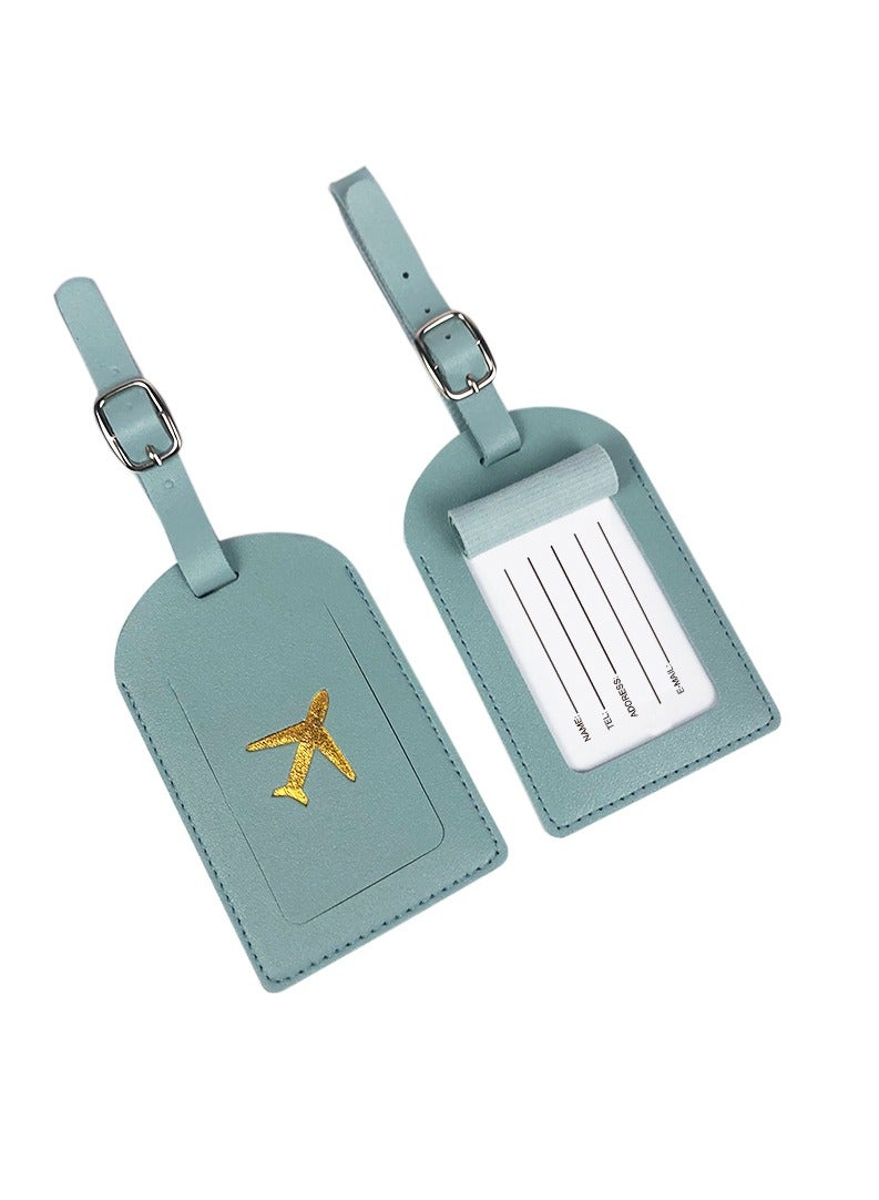 3pcs PU Leather Luggage Tags, Baggage Address Tags with Adjustable Strap & Privacy Protection Cover, Suitcase Tags Travel Luggage Tags for Couple Suitcases Travelling ( Pink,Cyan,Black) - Image 4