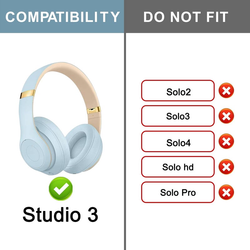 SOPROM Rubber Headband Replacement Cover for Beats Studio 2 & Studio 3 Wired &Wireless Headphones, Plastic Headstrap Pad Repair Parts Accessories (Studio3-Crystal Blue) - Image 2