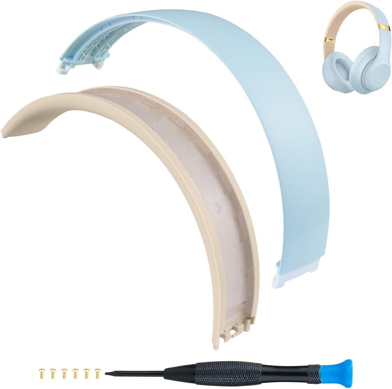 SOPROM Rubber Headband Replacement Cover for Beats Studio 2 & Studio 3 Wired &Wireless Headphones, Plastic Headstrap Pad Repair Parts Accessories (Studio3-Crystal Blue) - Image 1