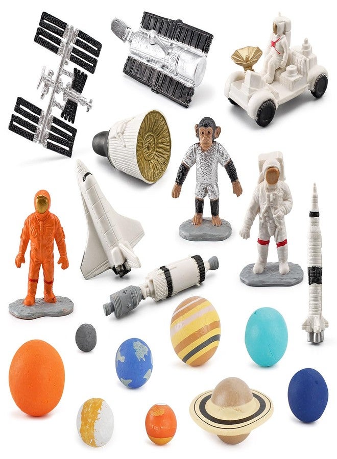 Fevoila 19 Pcs Astronaut Figurines Cake Topper Outer Space Spaceman Figure Statue Tabletop Ornament Miniature Astronaut Figures for Outer Space Birthday Cake Decoration (Style 1) - Image 1
