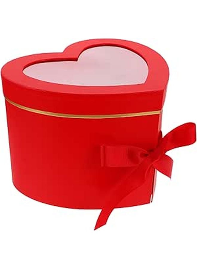 Heart Shaped Rotating Lid Flower Box Double Layer Crimson Display Case For Preserved Flowers - Image 1