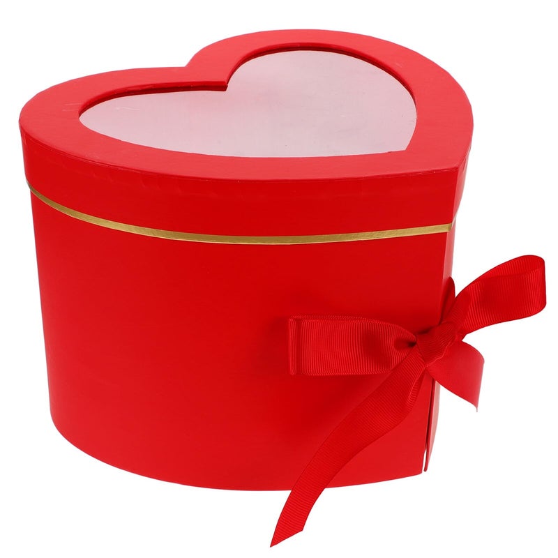 Heart Shaped Rotating Lid Flower Box Double Layer Crimson Display Case For Preserved Flowers - Image 2
