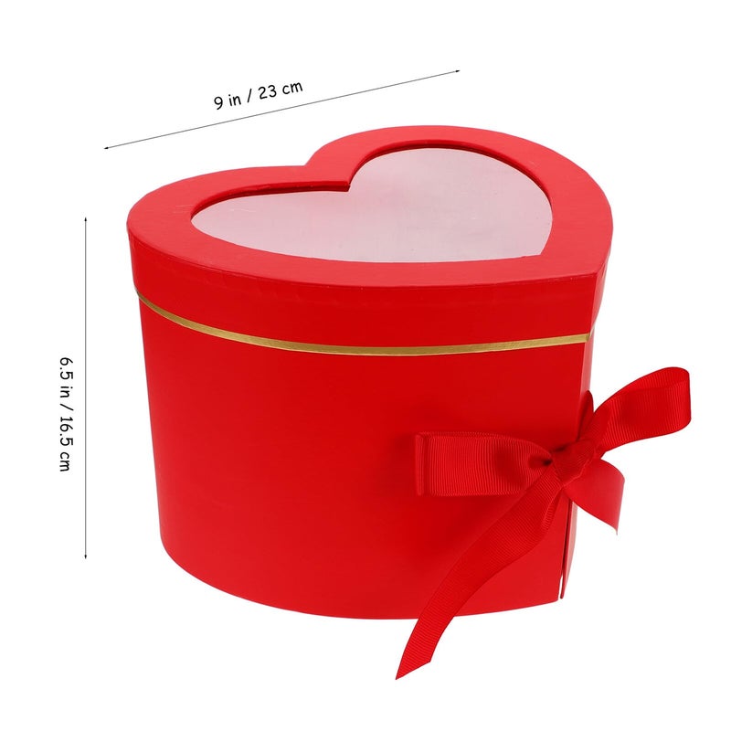 Heart Shaped Rotating Lid Flower Box Double Layer Crimson Display Case For Preserved Flowers - Image 3