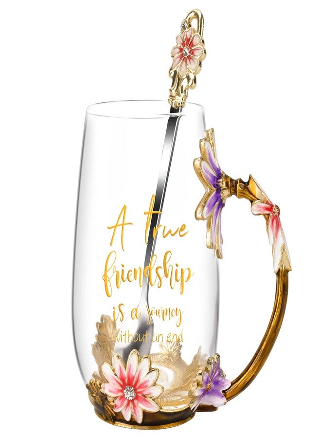 OEAGO Friendship Gifts for Women Best Tea Cup Friend Gifts for Women Flower Coffee Mug Christmas Birthday Gifts for Female Coworker - Image 1