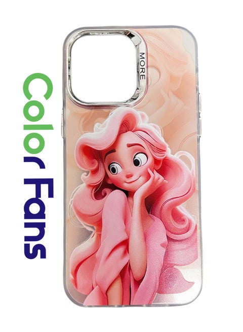 Case for iPhone 14 Electroplated Fluorescent Laser Phone shell with Cartoon Girl Pattern for iPhone 13