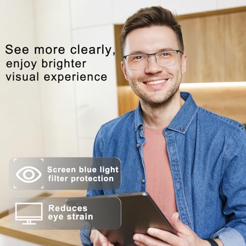 EYECEDAR 5 Pack Quality Reading Glasses Men Metal Half Frame Spring Hinges Blue Light Blocking Computer Eyeglasses Readers for Men 2.5 - Image 4