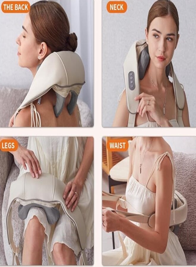 زوم بلس مدلك الرقبة مع الحرارة، الأنسجة العميقة اللاسلكية مدلك العجن الخبراء 4D، وسادة تدليك شياتسو للرقبة والكتف للرقبة والفخاخ وتخفيف آلام الظهر والساق، هدايا للرجال والنساء والأم والأب - Image 4