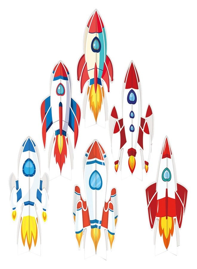 Oiuyamn 6-Piece Spaceship Party Decorations Set, 3D Rocket Centerpieces and Rocket Table Decorations for Outer Space Theme Birthday Party - Image 1