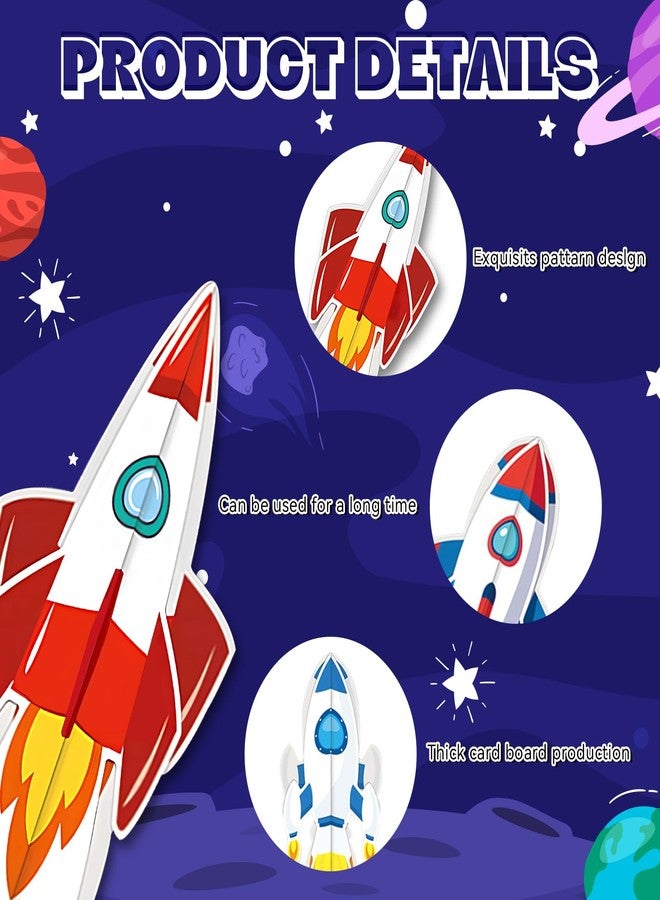Oiuyamn 6-Piece Spaceship Party Decorations Set, 3D Rocket Centerpieces and Rocket Table Decorations for Outer Space Theme Birthday Party - Image 3
