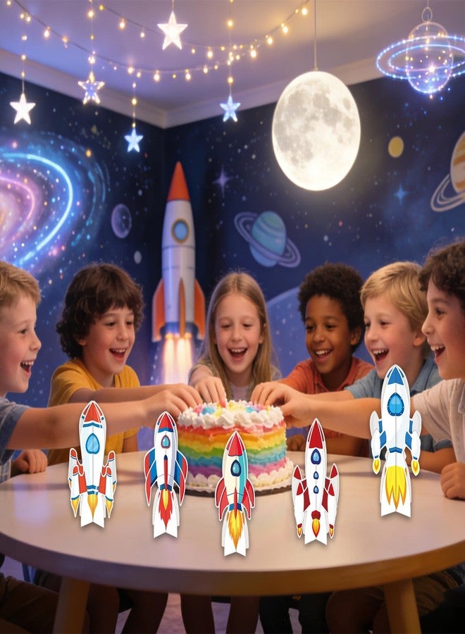 Oiuyamn 6-Piece Spaceship Party Decorations Set, 3D Rocket Centerpieces and Rocket Table Decorations for Outer Space Theme Birthday Party - Image 5