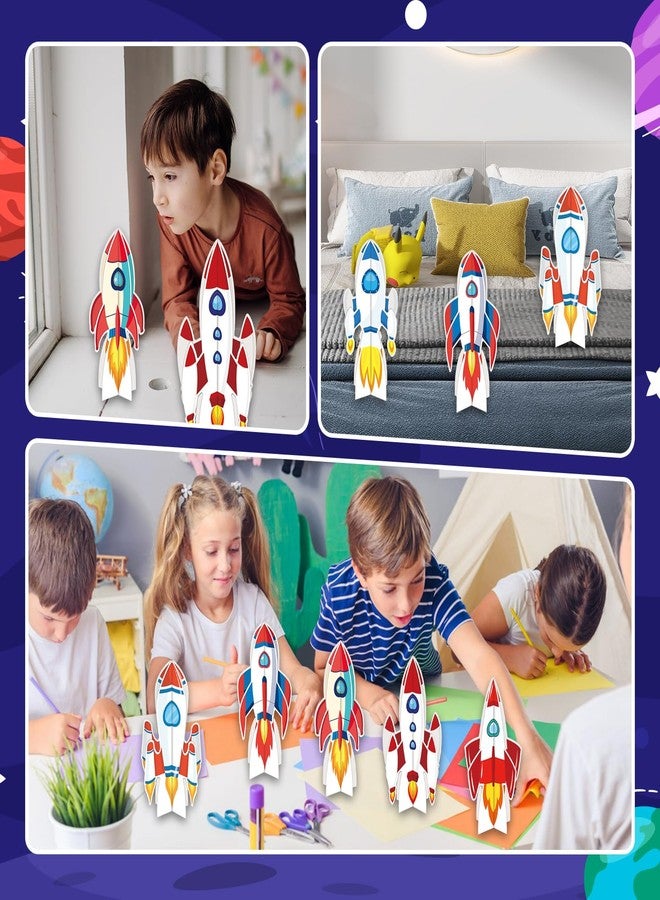 Oiuyamn 6-Piece Spaceship Party Decorations Set, 3D Rocket Centerpieces and Rocket Table Decorations for Outer Space Theme Birthday Party - Image 4