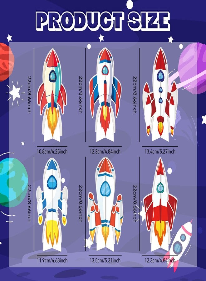 Oiuyamn 6-Piece Spaceship Party Decorations Set, 3D Rocket Centerpieces and Rocket Table Decorations for Outer Space Theme Birthday Party - Image 2