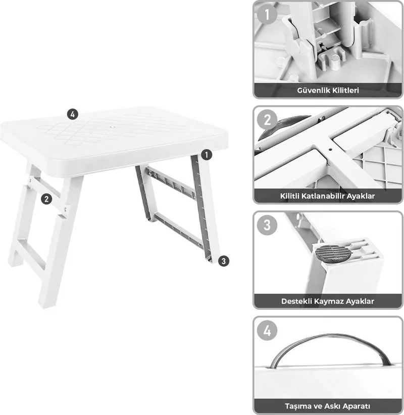 Pikas Portable Folding Table, Picnic Table, Balcony Table