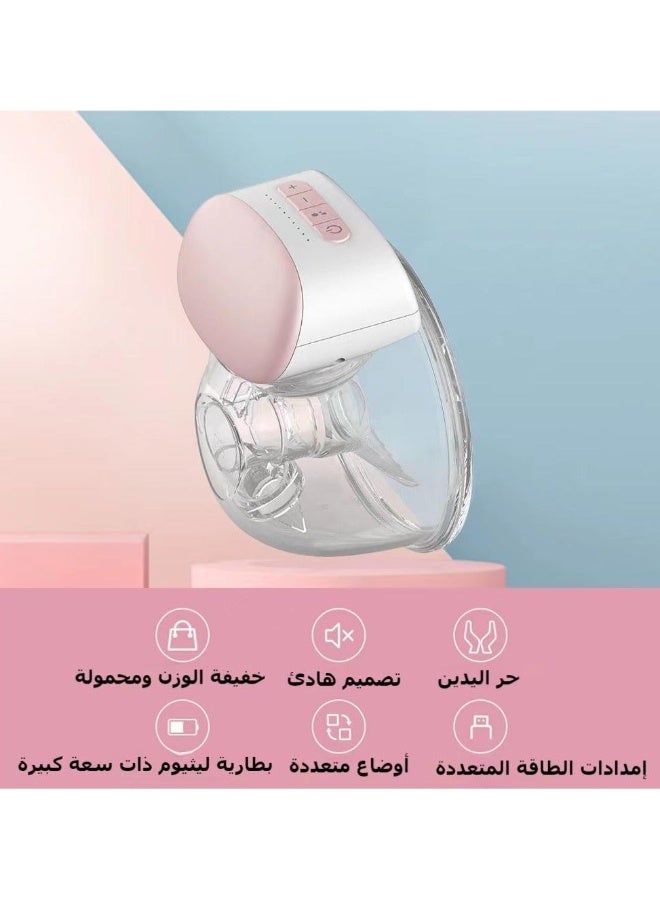 BEBEBAO 1 Pack Wearable Breast Pump Hands Free Electric Portable Wearable Breast Cup 8oz/ 240ml BPA-free 3 Modes 10 Suction Levels Comfort Breastfeeding Milk Collector, Pink - Image 4