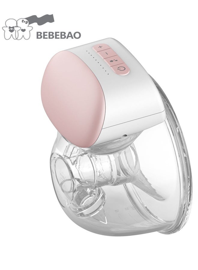 BEBEBAO 1 Pack Wearable Breast Pump Hands Free Electric Portable Wearable Breast Cup 8oz/ 240ml BPA-free 3 Modes 10 Suction Levels Comfort Breastfeeding Milk Collector, Pink - Image 1