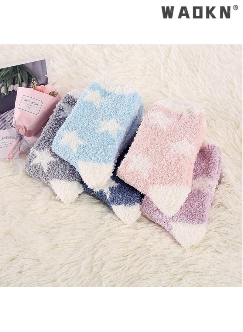 WAOKN 5-Deal Women's Winter Warm Fluffy Socks with Fleece Microfiber, Soft and Cozy Slipper Sleep Socks with Anti-Slip Athletic Design, Ideal Choice for Home Sleep, Thoughtfully Prepared Gifts for Women - Image 3