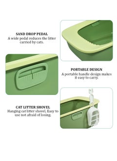 NNC PETS Cat litter box for indoor cats and kittens, Semi-enclosed cat litter box with Sand drop pedal, Portable design, and Litter scoop, Durable plastic and Easy to clean 59 cm (Green)  - Image 3