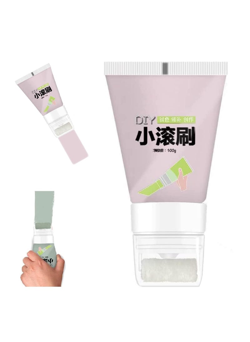 SYOSI 2 PCS Small Rolling Brush Wall Latex Paint - 2 in 1 Design 100g Wall Paint Repair Wall Paste, Environmentally Friendly Graffiti Paint, for Easy DIY Repair and Renovation for Wall (Pink) - Image 1