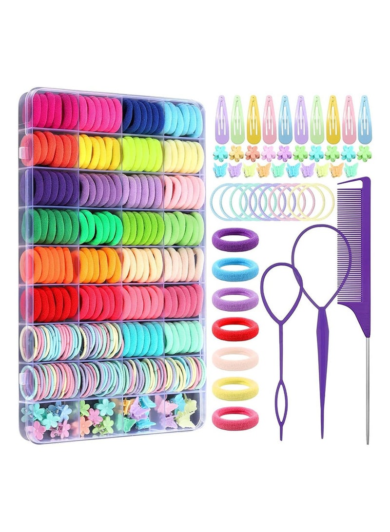 جيوستوس ربطات شعر للفتيات الصغيرات، مجموعة 360 قطعة من ربطات الشعر الملونة للأطفال مع مشابك شعر وأدوات ذيل الشعر، وحوامل ذيل الحصان، إكسسوارات شعر للفتيات الصغيرات والأطفال - Image 1