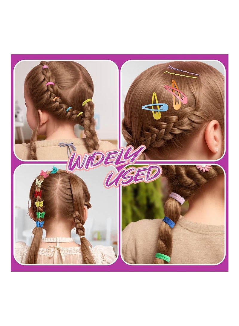 جيوستوس ربطات شعر للفتيات الصغيرات، مجموعة 360 قطعة من ربطات الشعر الملونة للأطفال مع مشابك شعر وأدوات ذيل الشعر، وحوامل ذيل الحصان، إكسسوارات شعر للفتيات الصغيرات والأطفال - Image 4