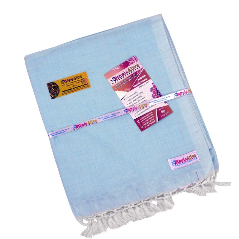 EthnicAlive Bhagalpuri ChadarComforters Plain Color Pack of 1 225 x 125 cm Single Blue  - Image 3