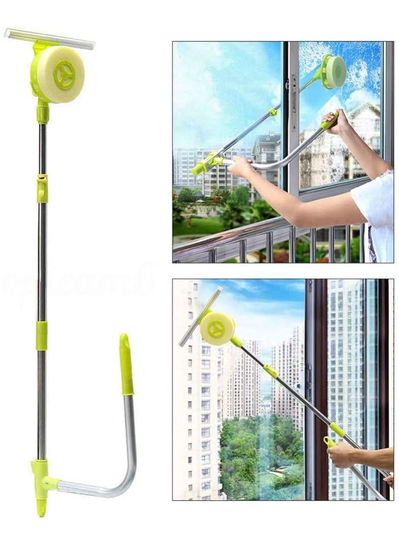 Telescopic Window Cleaner and Squeegee, 2 in 1 Glass Window Cleaning Squeegee Blade Wiper, Rotatable Window Mirror Cleaning Tools  - Image 1
