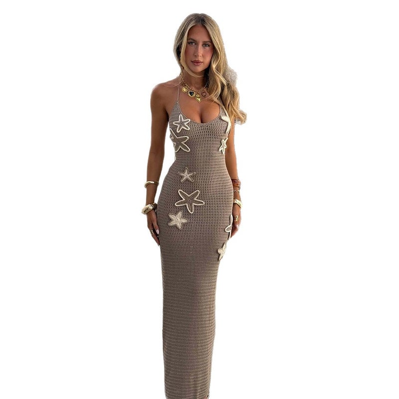 Sexy Knitted Sleeveless Halter Neck High Waist Elegant Bodycon Dress - Image 5