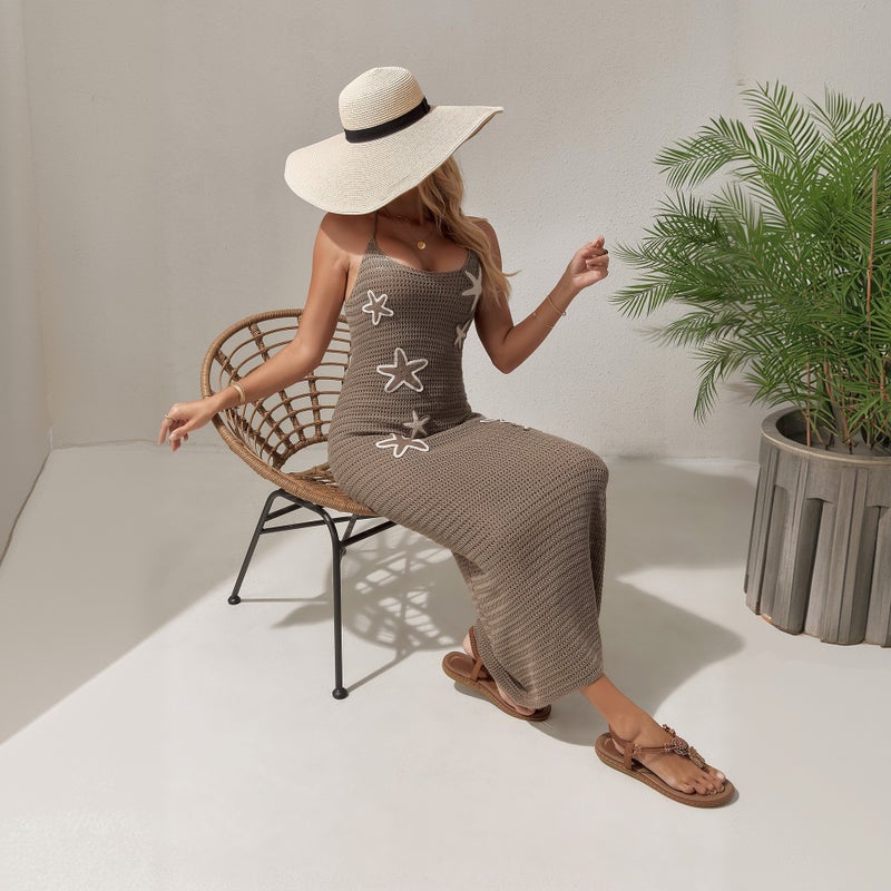 Sexy Knitted Sleeveless Halter Neck High Waist Elegant Bodycon Dress - Image 1