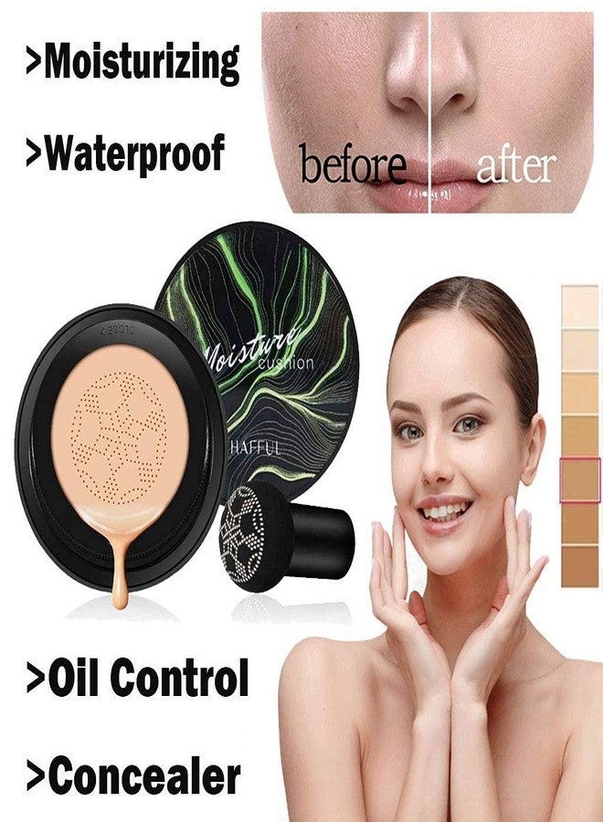 موج كريم أساس Mouj? Beauty Air Cushion CC Cream Mushroom Head Foundation، مكياج طويل الأمد، كونسيلر مطفي (طبيعي) 20 جم. - Image 4