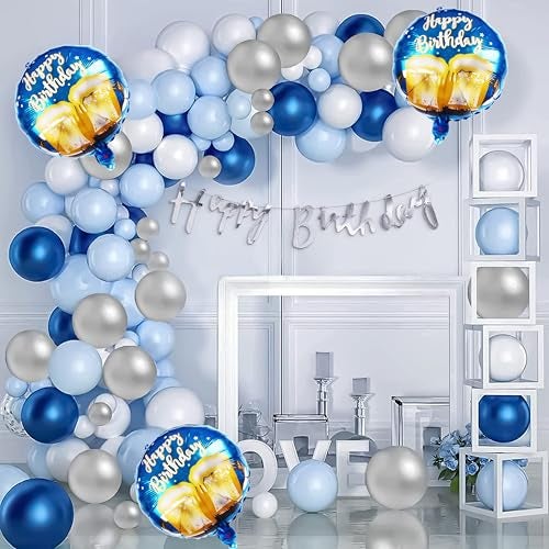 TOYXE Blue Theme Birthday Decoration Kit for Boys - 66 Pieces Set for Husband | Birthday Decorations With Balloons - Image 1